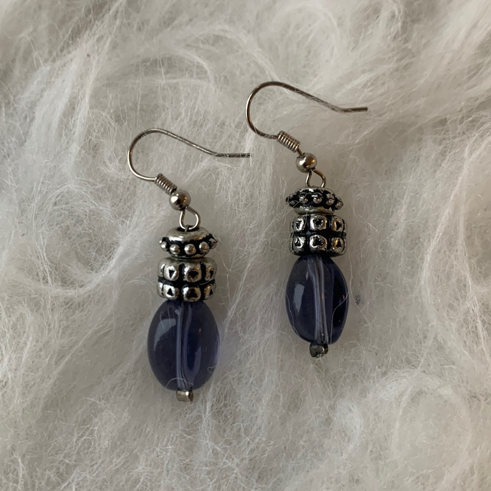 Lavender drop earrings with Silver embellishments